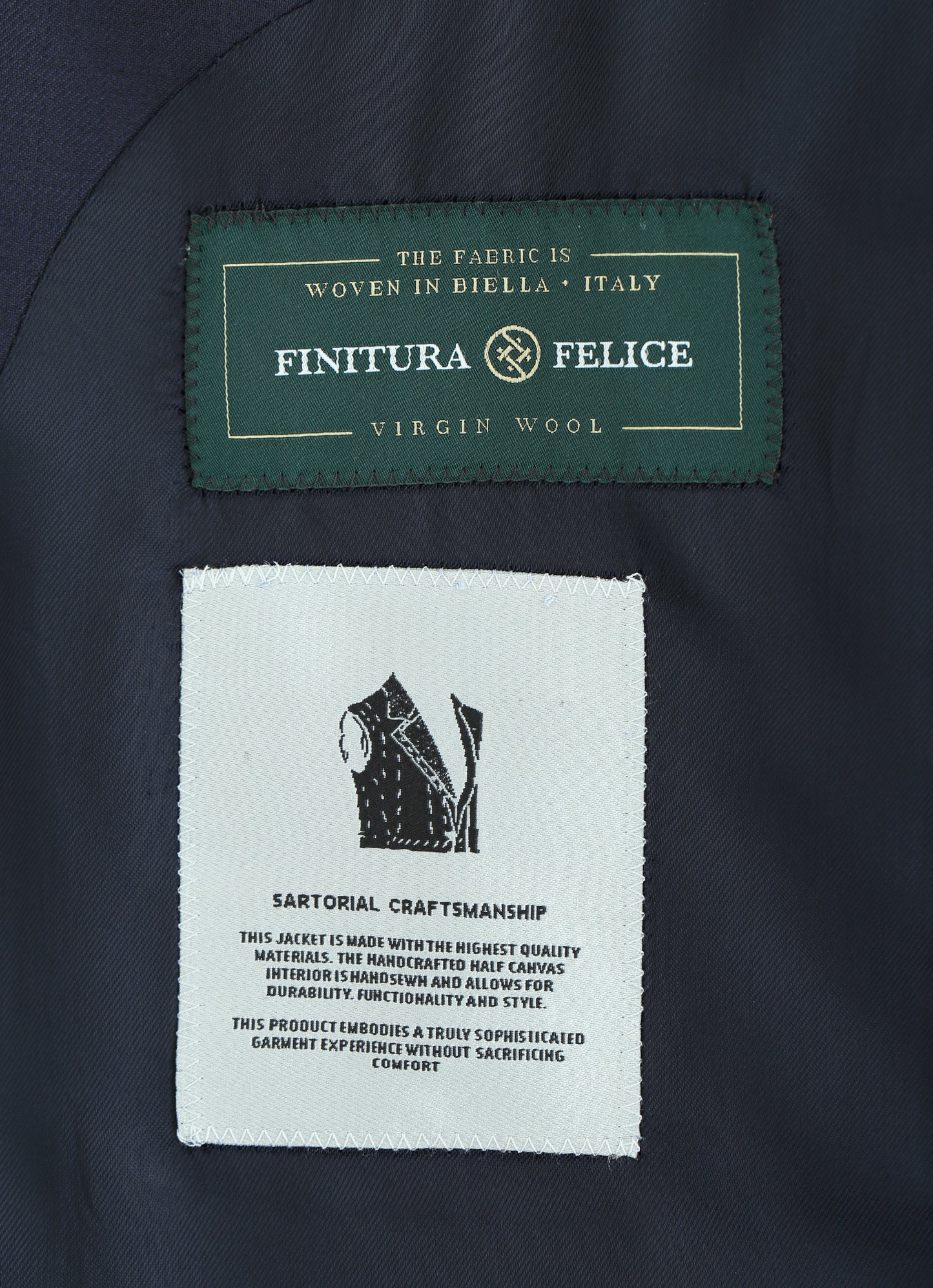 %100 Wool Italian Finitura Felice Navy Suit