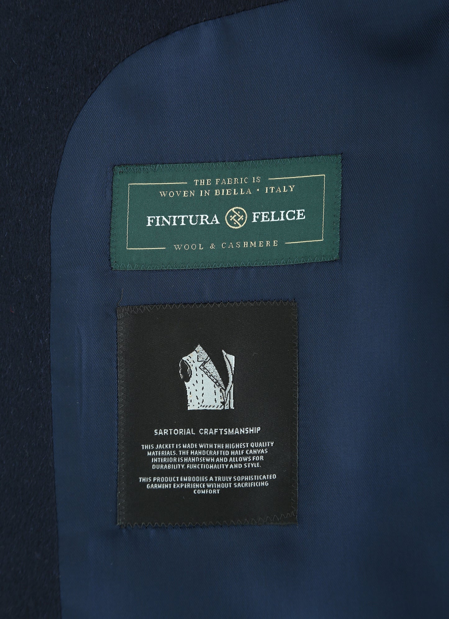 Navy Italian Cashmere Overcoat – Tailored Fit