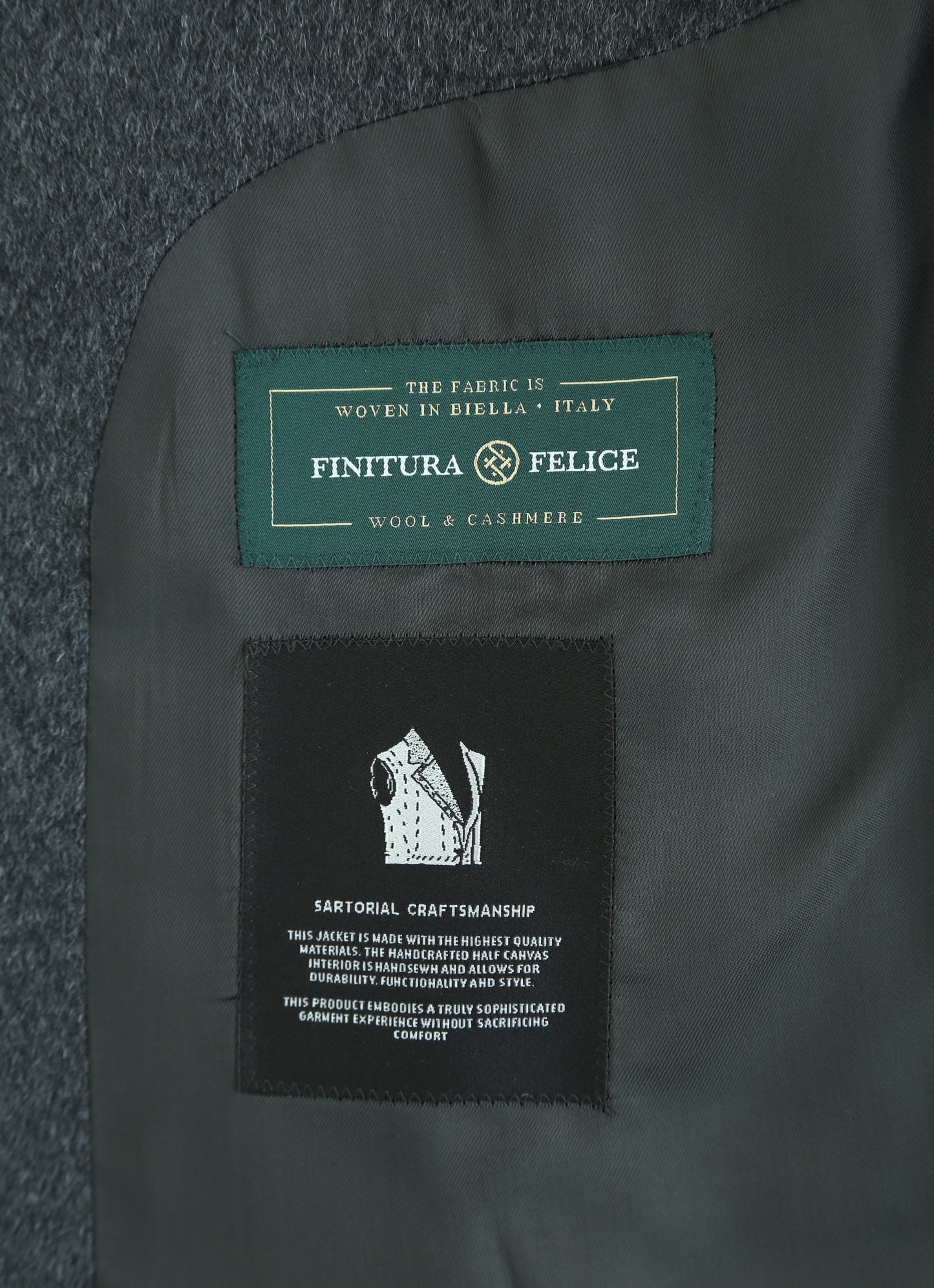 Charcoal Italian Cashmere Overcoat - Made in Italy Fabric