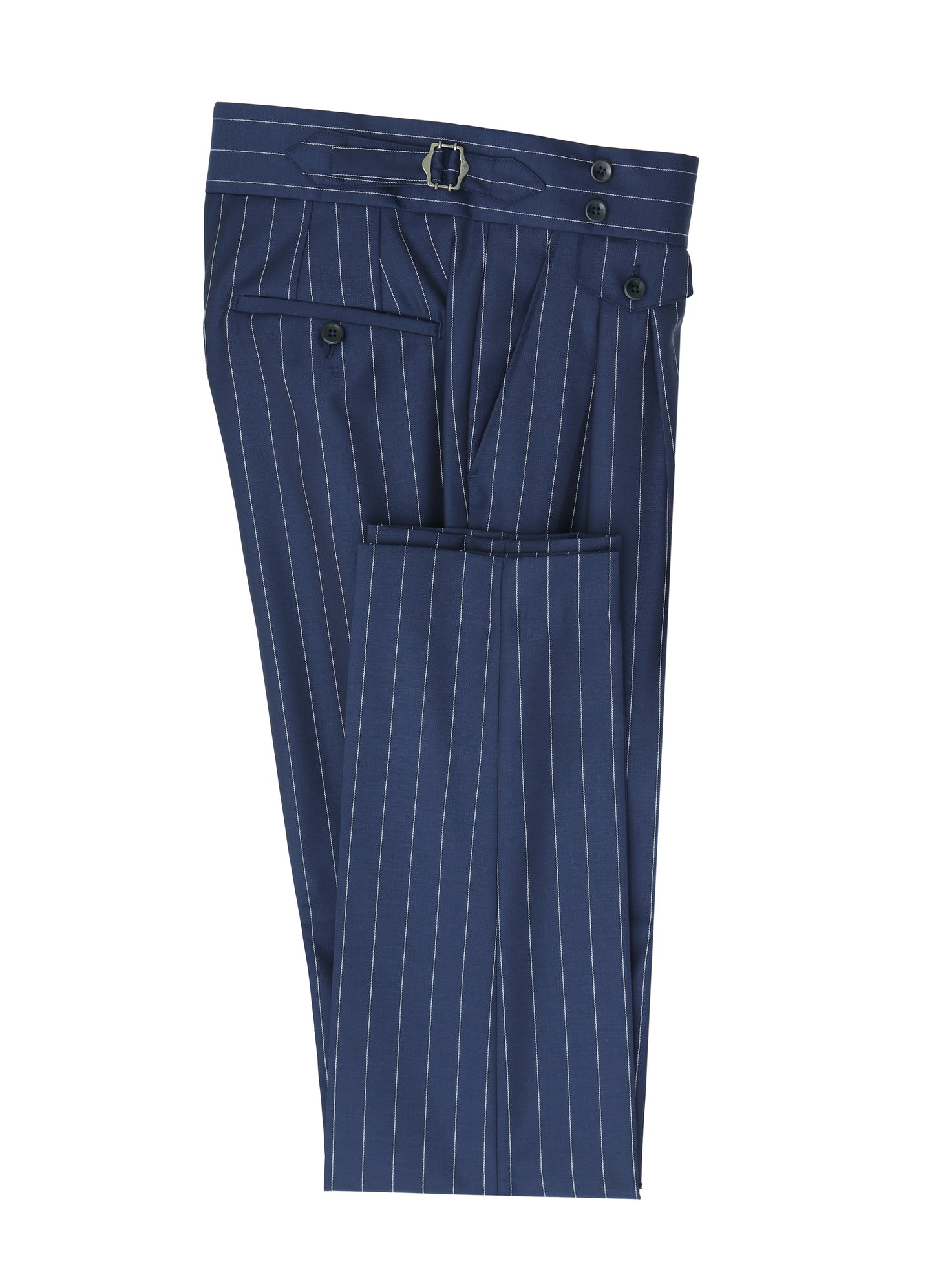 Cerruti DB Peak Lapel Navy Striped Suit %100 Wool