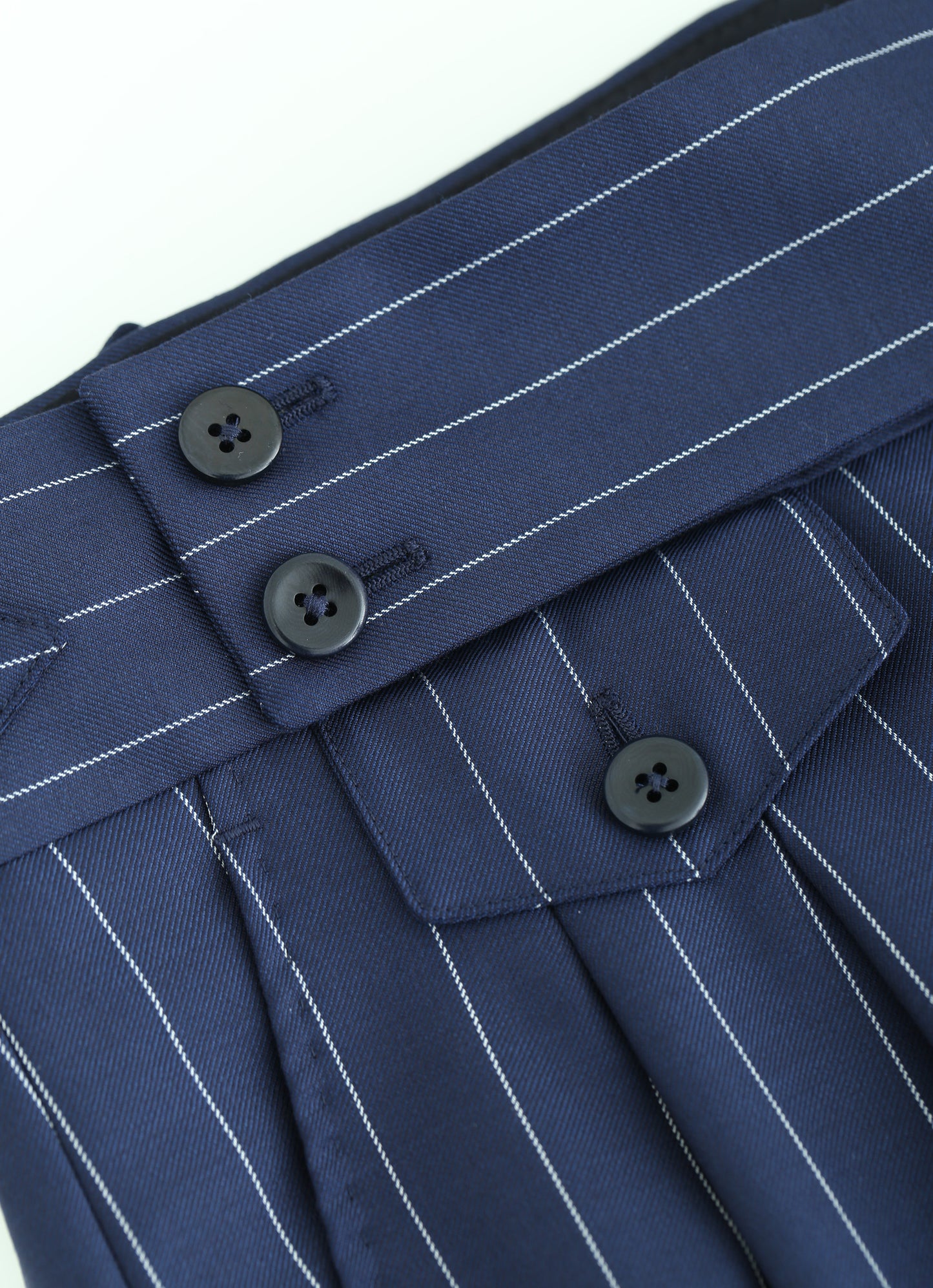 Cerruti DB Peak Lapel Navy Striped Suit %100 Wool