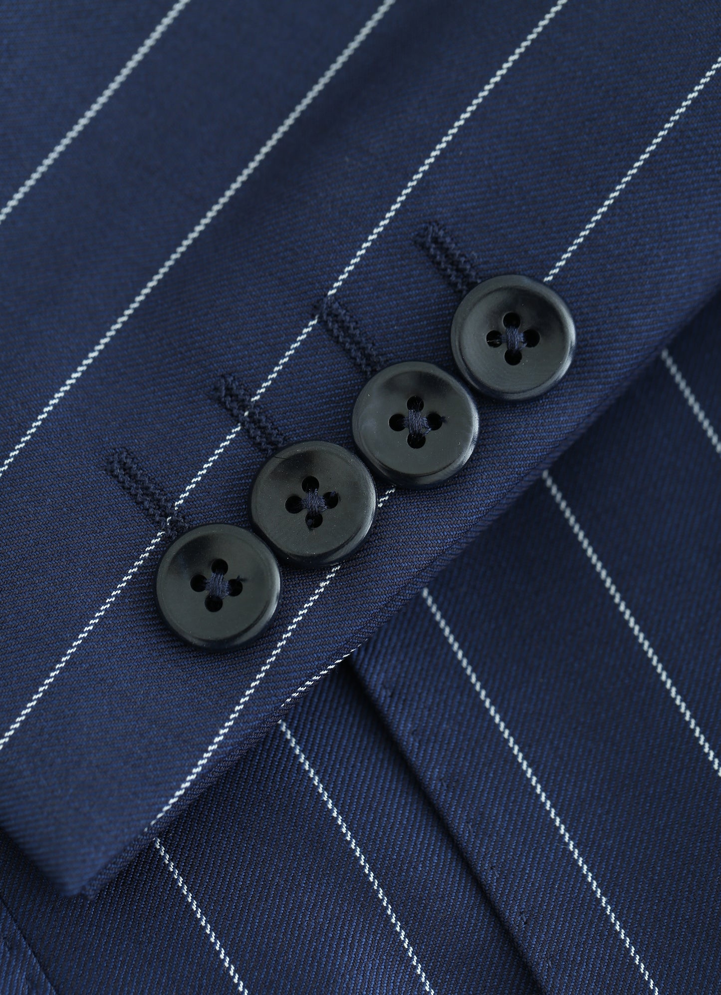 Cerruti DB Peak Lapel Navy Striped Suit %100 Wool
