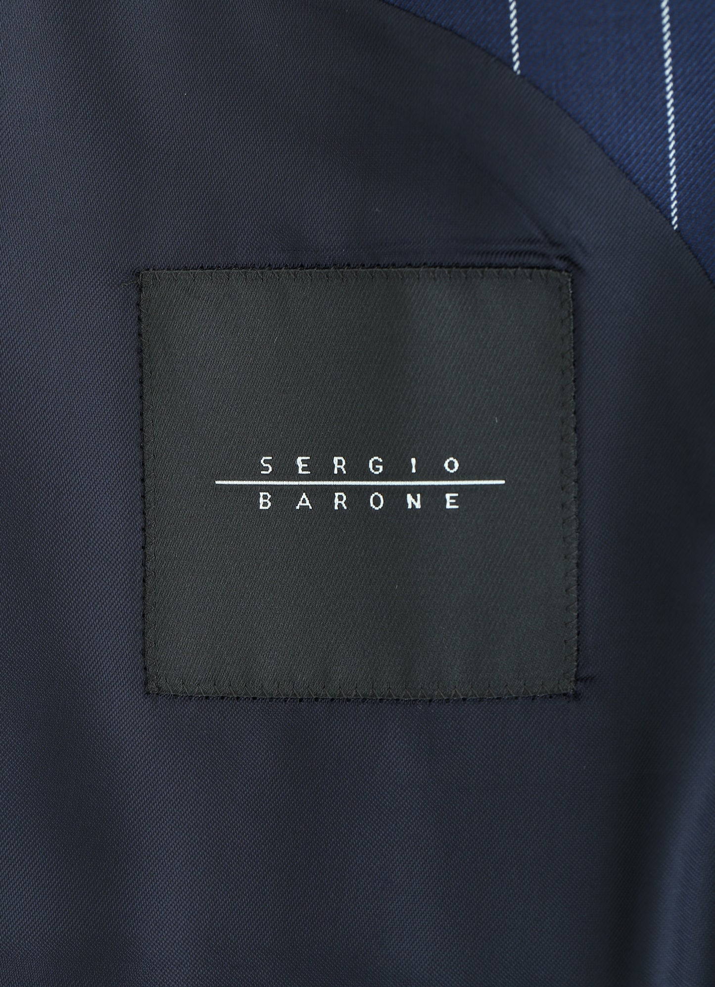 Cerruti DB Peak Lapel Navy Striped Suit %100 Wool
