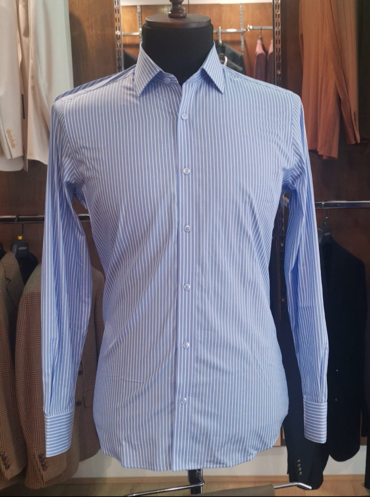 Monti Italian Fabrics Blue Striped Shirt