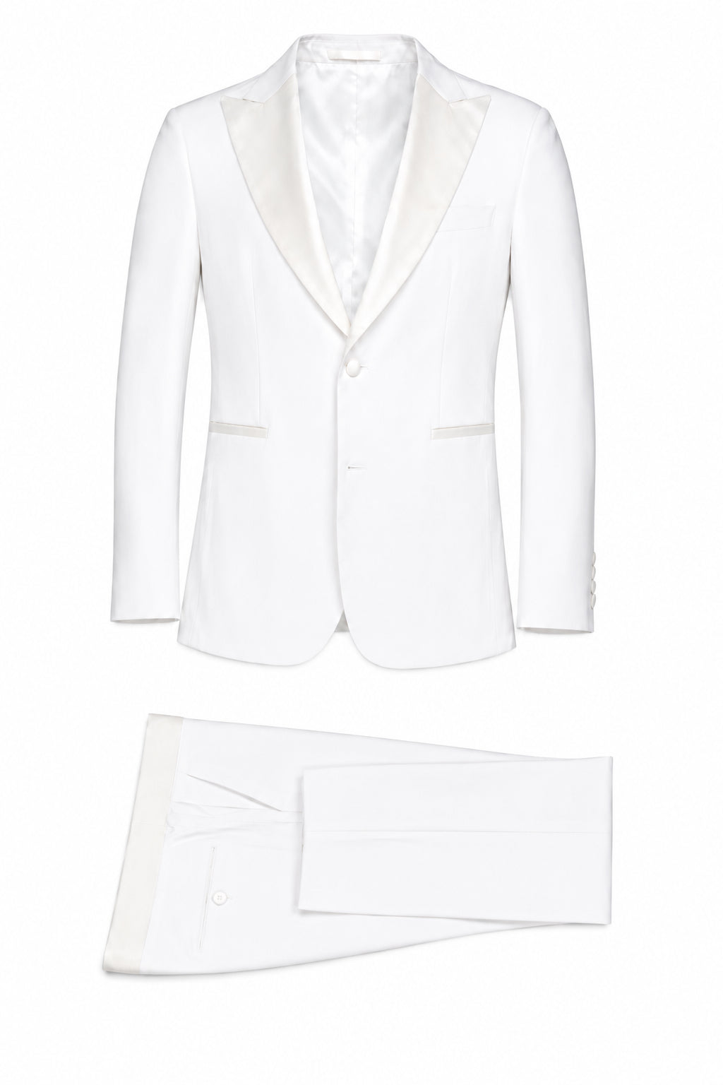 Surrey White Wedding Tuxedo with White Satin Peak Lapel