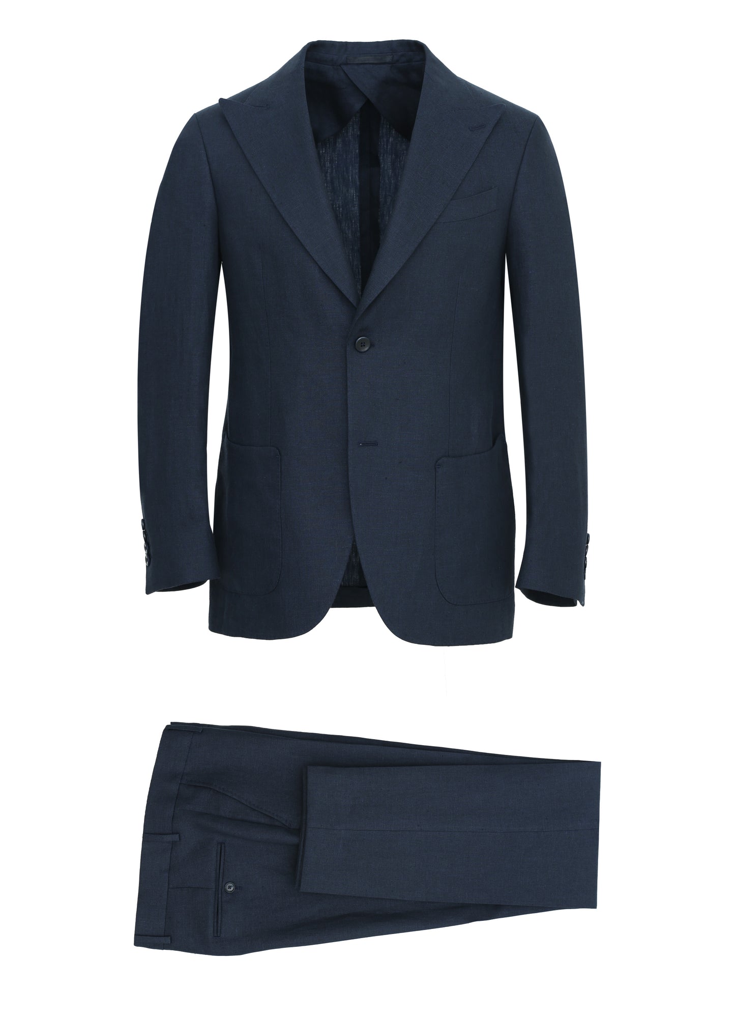 Napoli Peak Lapel Navy Linen Blazer