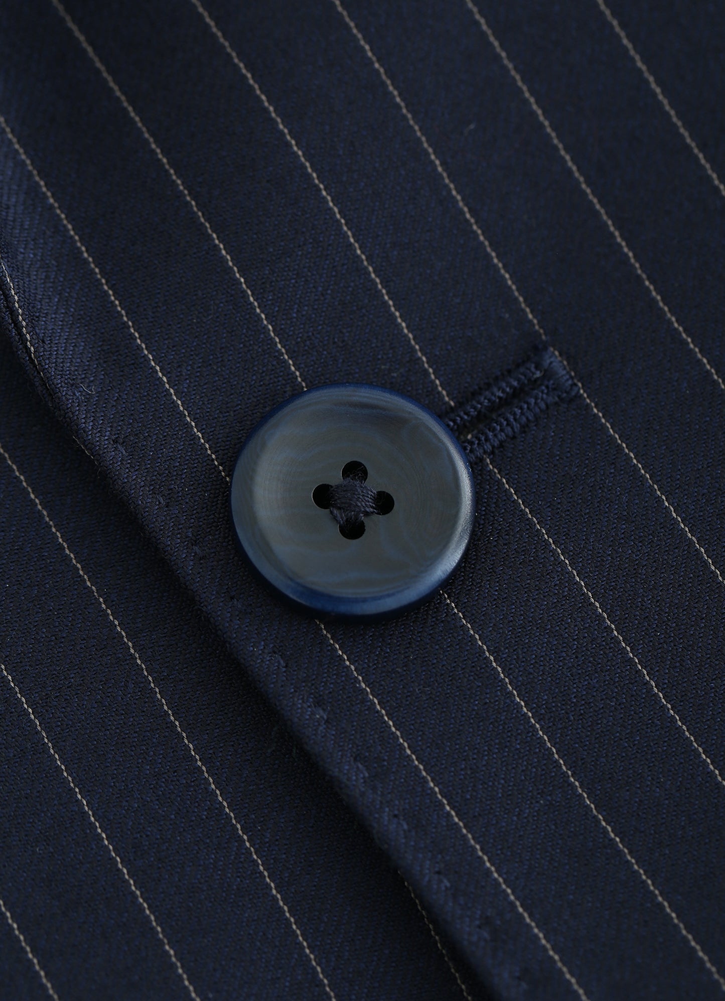 Super 150s Finitura Felice Peak Lapel Striped Navy Suit