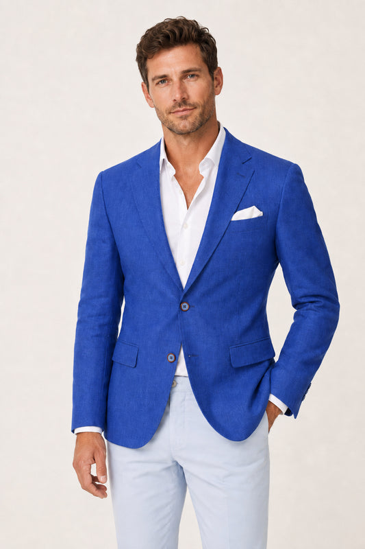 Dublin Blue Linen Blazer - Italian Tailored Fit