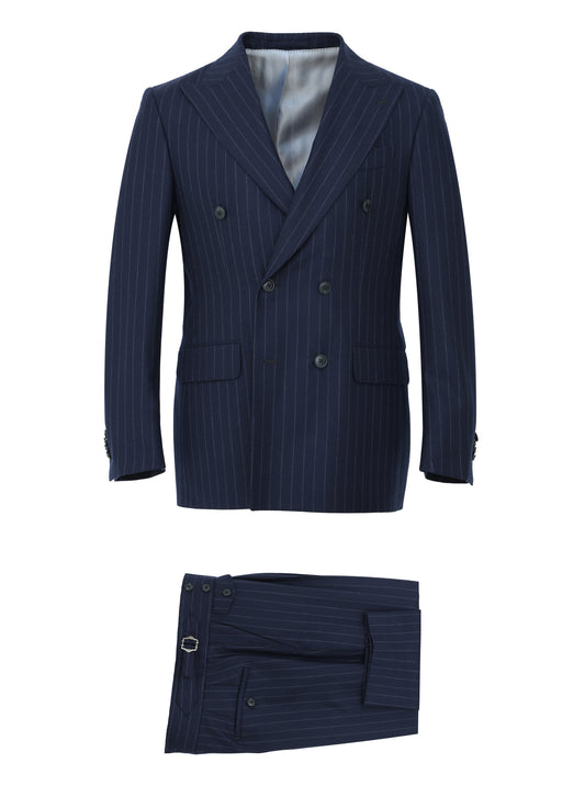 Lecco Cashmere Navy Pinstripe DB Suit – Italian Fabric | Tailored Fit
