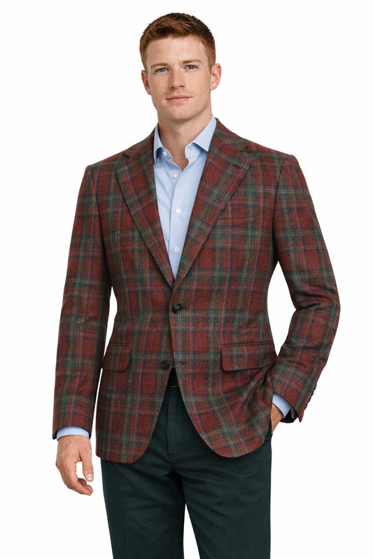 Cerruti Red Check Blazer %100 Wool