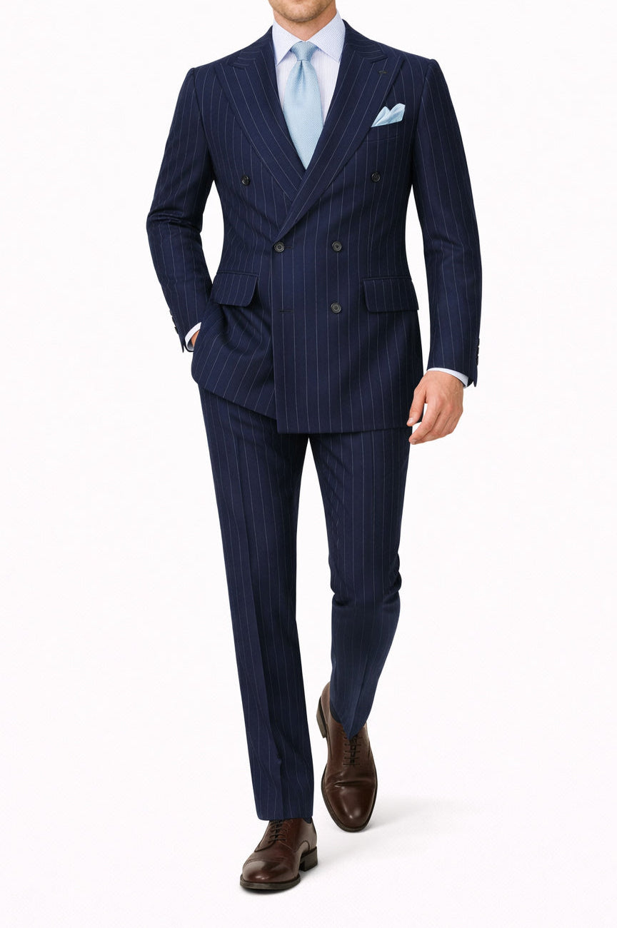 Italian cashmere pinstripe double breasted suit