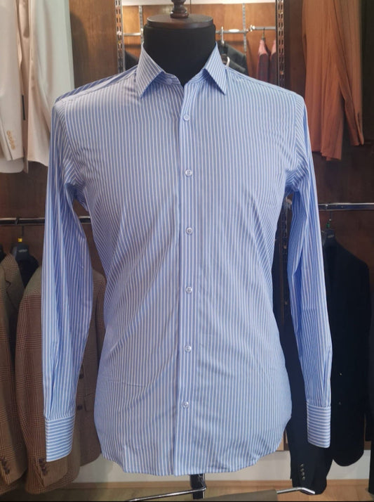Monti Italian Fabrics Blue Striped Shirt