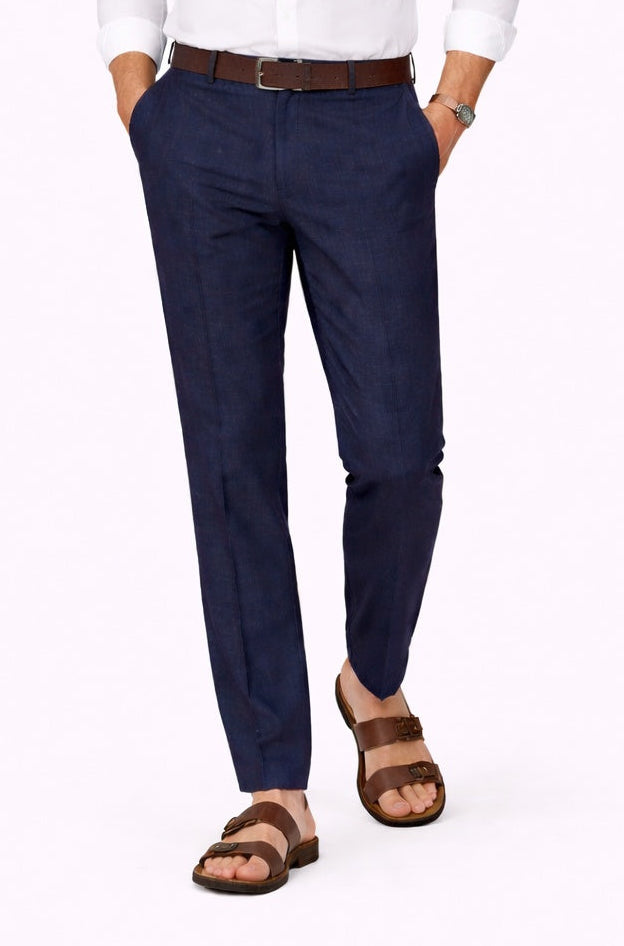 Linen Navy Trousers 
