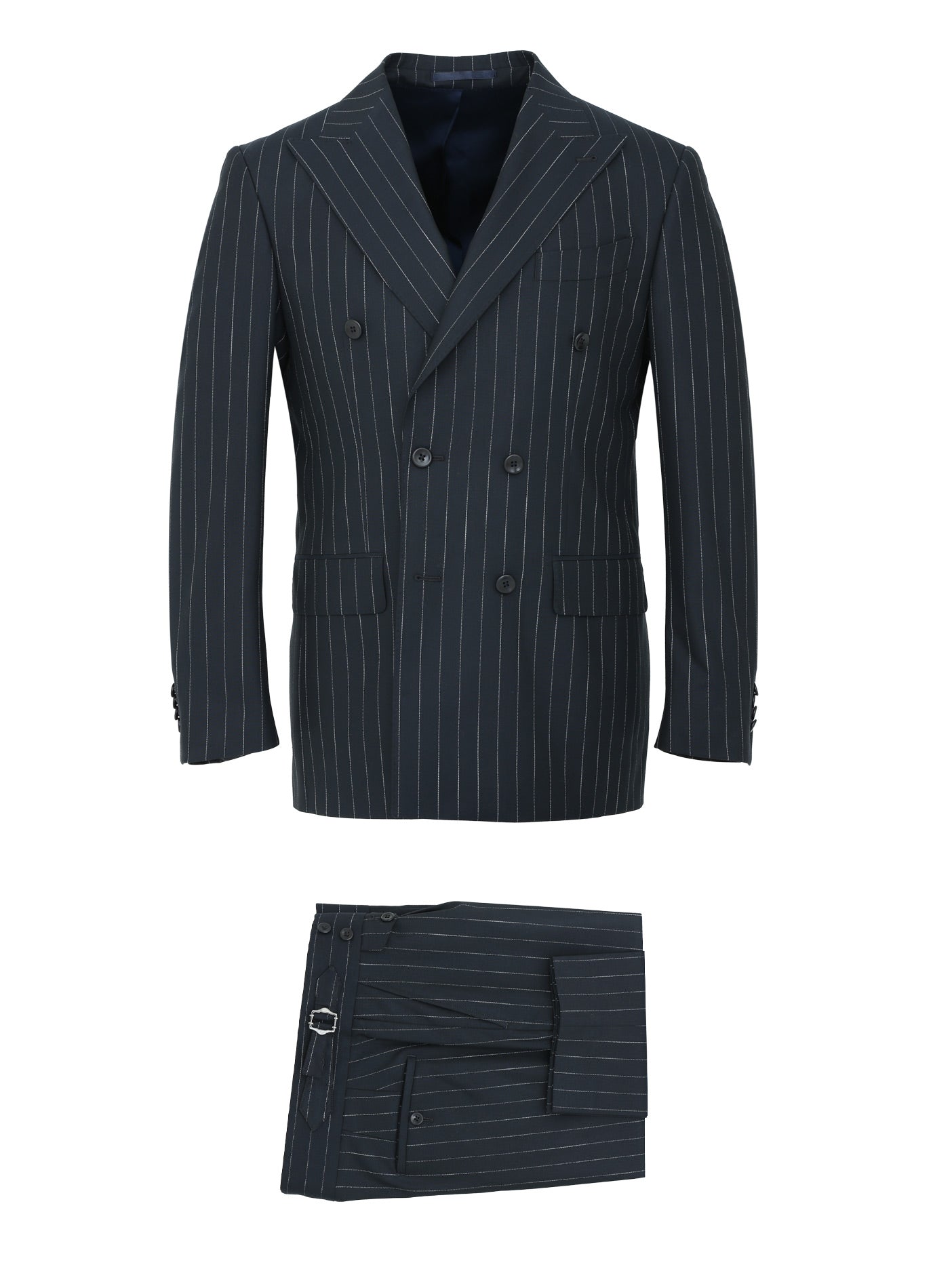 London Dark Navy Pinstripe Double-Breasted Suit – Italian Tailored Fit