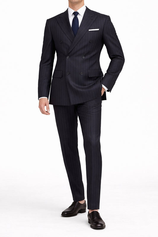Dark navy Pin Stripe Double Breasted Italian Suits in London