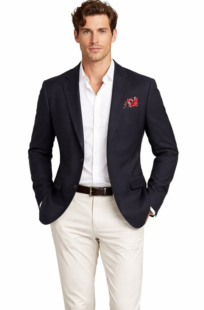 Marzotto Tessuto Navy 100% Italian Wool Blazer – Tailored Fit