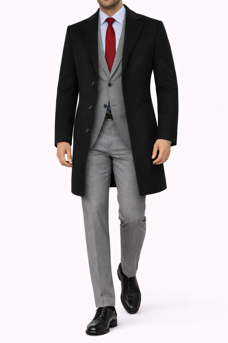 black cashmere italian overcoat