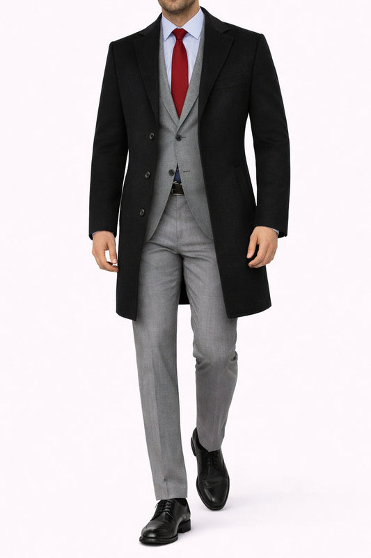 black cashmere italian overcoat