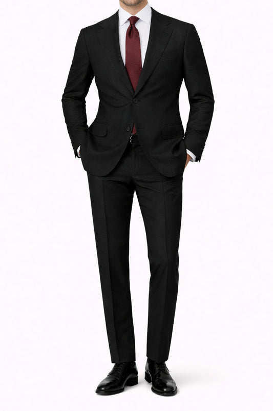 black Italian wool suit made in Italy 