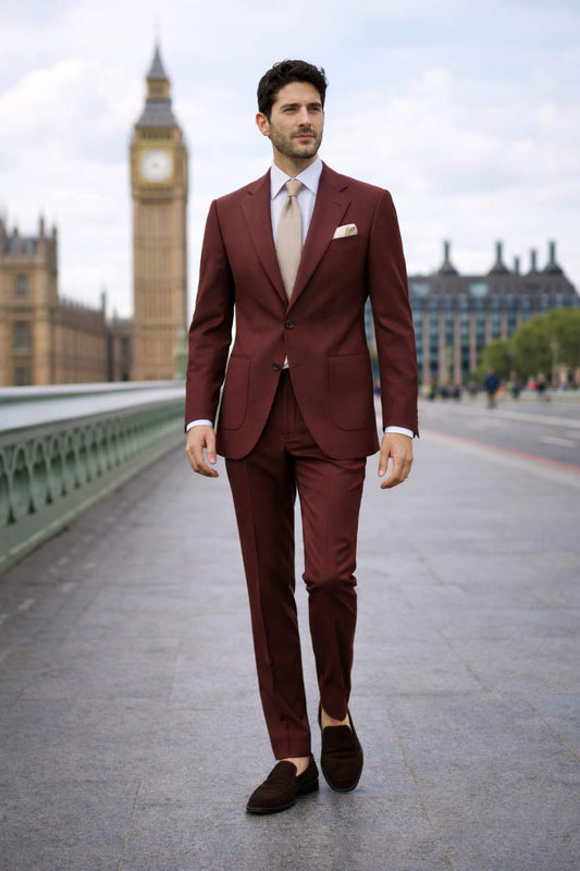 Amalfi Burgundy Suit – 100% Pure Italian Wool | Tailored Fit