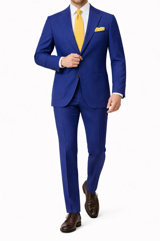 cobalt blue wool wedding suit london