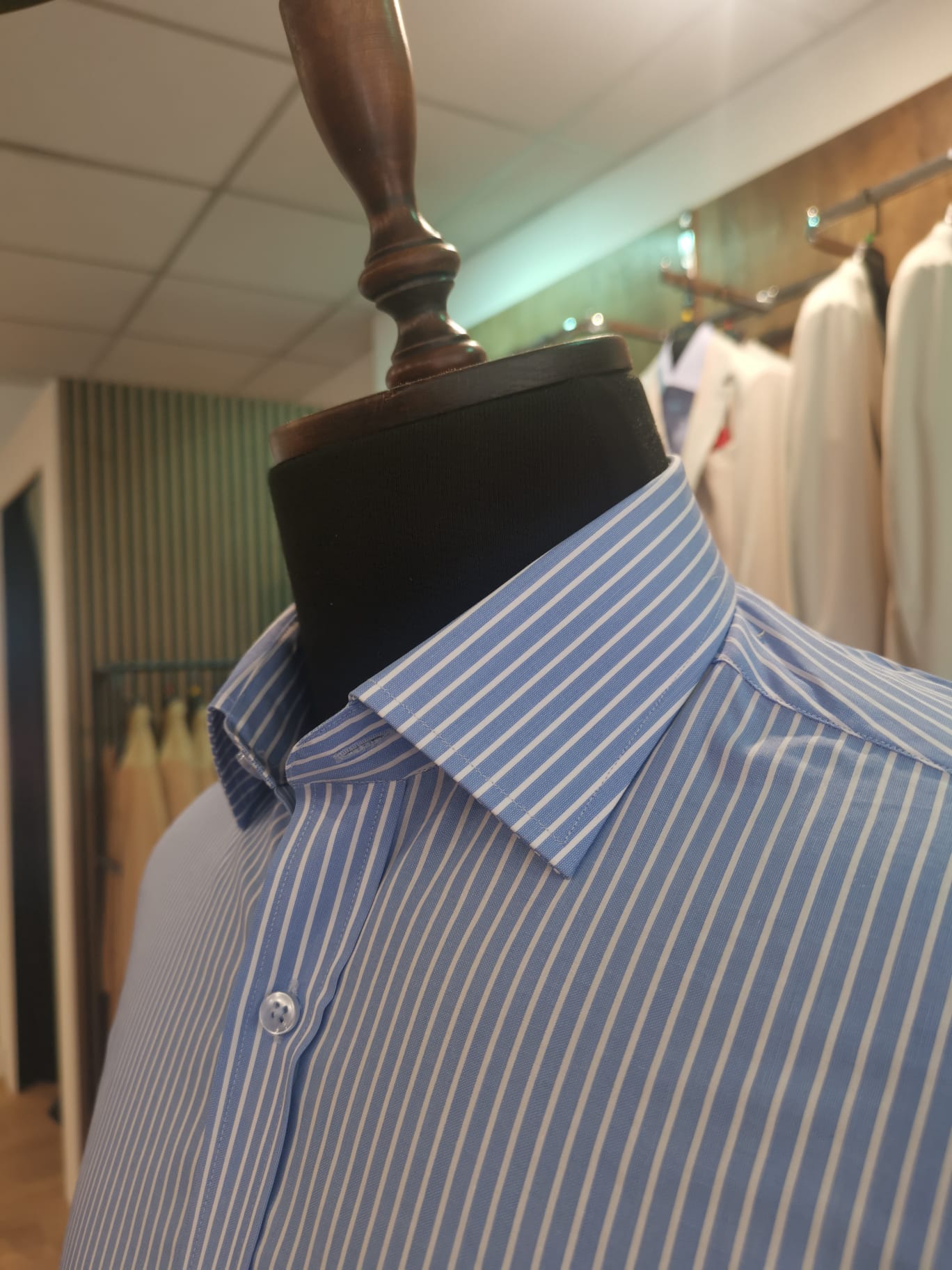 Monti Italian Fabrics Blue Striped Shirt