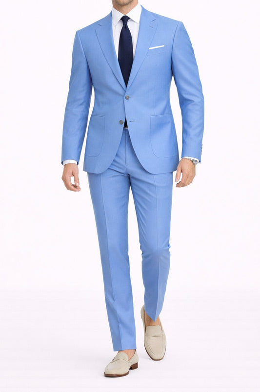 sky blue suit patch pocket wedding suit london