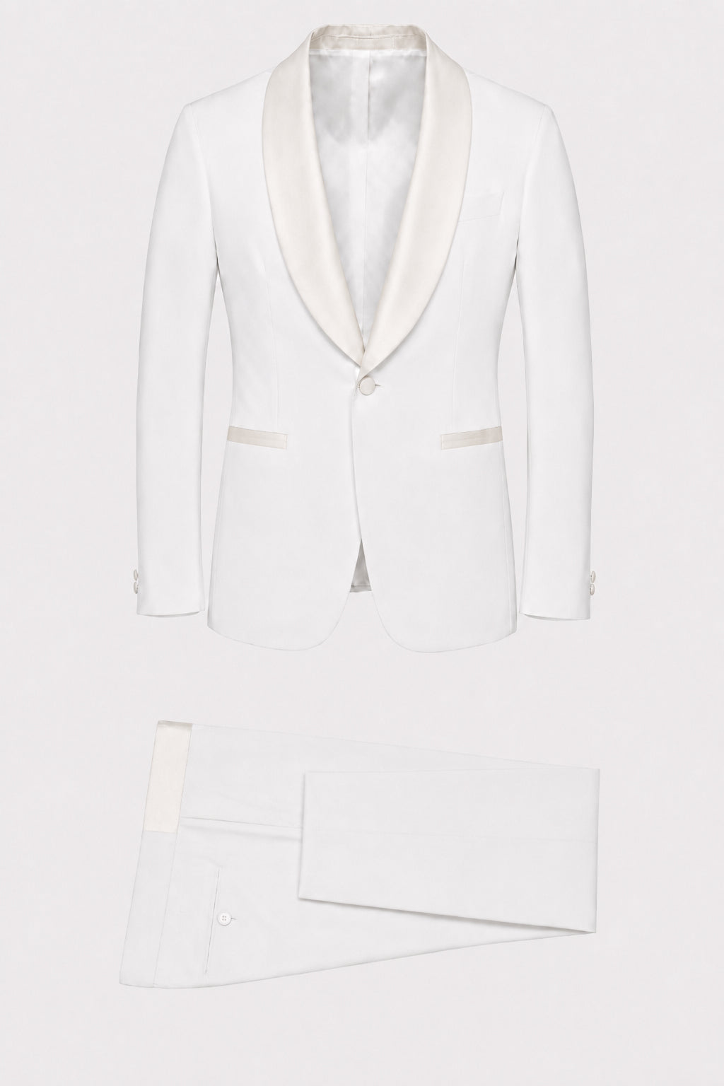 Surrey White Wedding Tuxedo with White Satin Shawl Lapel